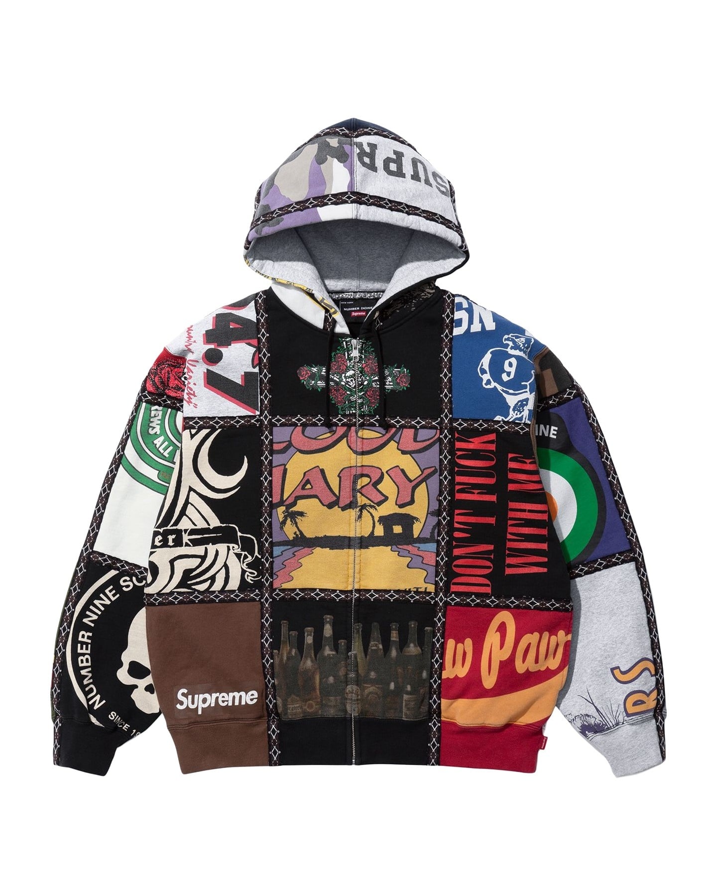 Supreme®/Number (N)ine® Patchwork Zip Up Hooded Sweatshirt